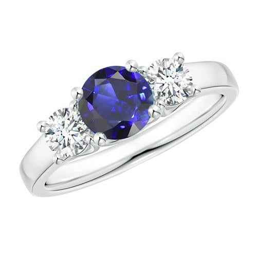 Isabella: Three .Stone Sapphire & Diamond Ring