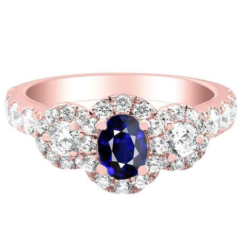 Diana: Oval Sapphire & Diamond Halo Ring .5.50ct Natural Blue Sapphire