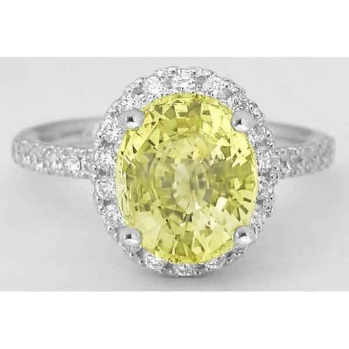 Isabella: Yellow Sapphire & Diamond Ring .3.50ct Oval Sapphire