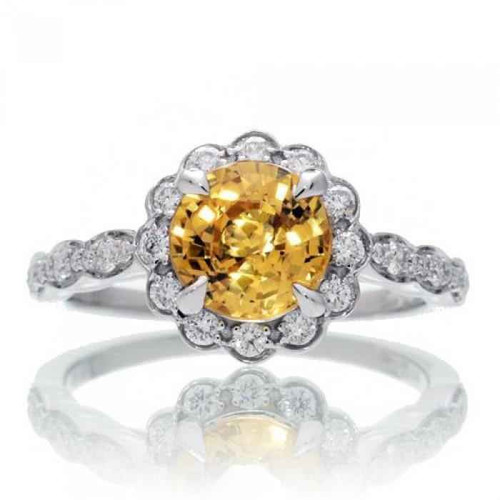 Madrid: Regal Yellow Sapphire & Diamond Ring .4ct Natural Yellow Sapphire