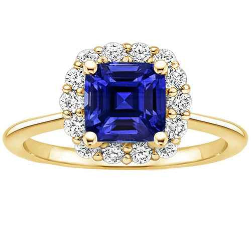 Isabella: Safiiri- ja timantirengas .2,25 ct tyynyleikattu safiiri