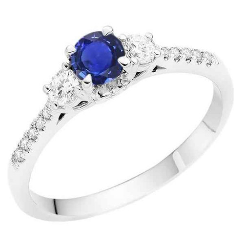 Isabella: Three .Stone Sapphire & Diamond Ring