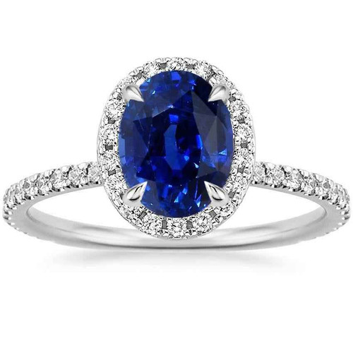Diana: Majestic Sapphire & Diamond Halo Ring .6.20ct Oval Blue Sapphire