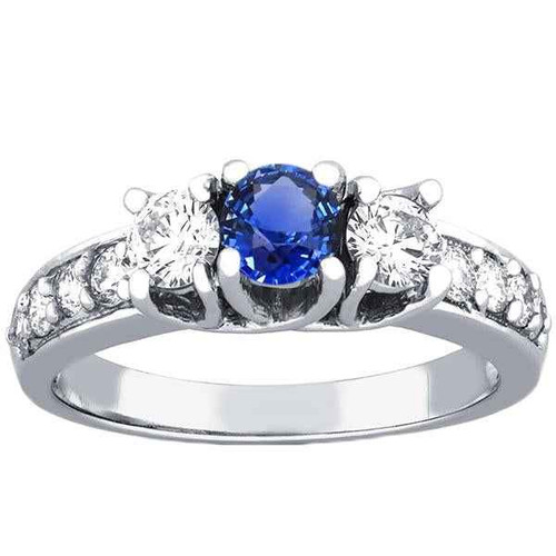 Isabella: Sapphire & Diamond Gemstone Ring .2.50ct Round Blue Sapphire