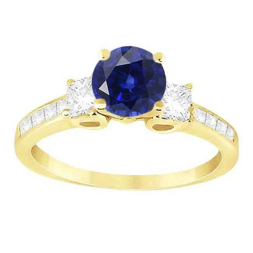 Madrid: Regal Sapphire & Diamond Ring .3.50ct Round Blue Sapphire