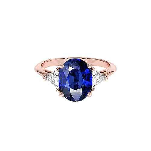Vienna: Trilogy Sapphire & Diamond Ring .8.25ct Oval Blue Sapphire