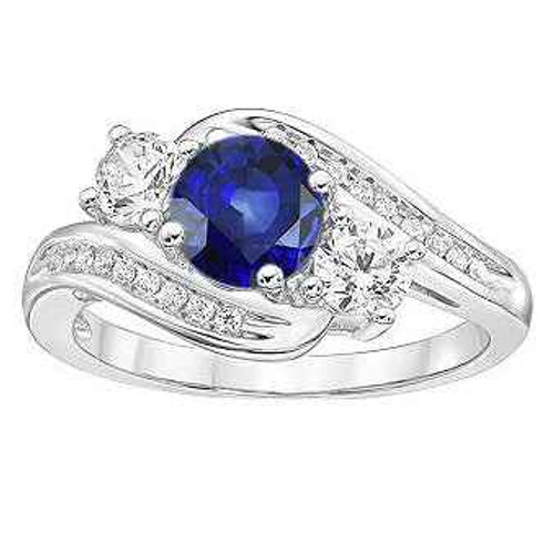 Isabella: Exquisite Sapphire & Diamond Wedding Ring .2ct Round Ceylon Sapphire