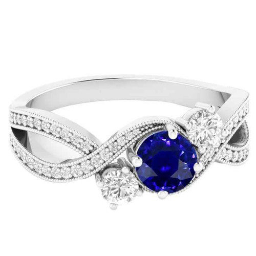 Madrid: Exquisite Sapphire & Diamond Gemstone Ring .3.50ct AAA Blue Sapphire