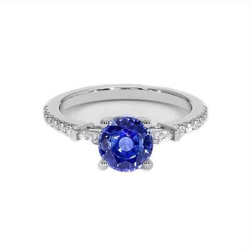 Diana: Sapphire & Diamond Engagement Ring .3.00ct Blue Sapphire