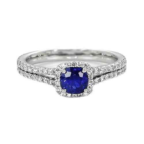 Isabella: Halo Cushion Ceylon Sapphire Ring .2.00ct Cushion