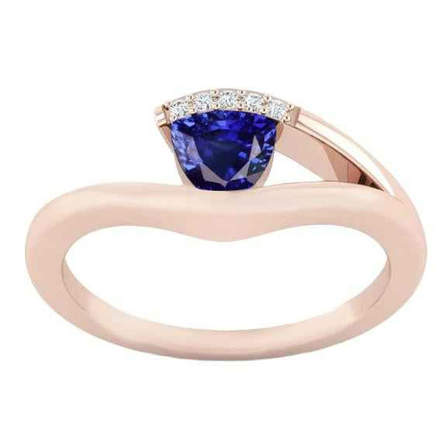 Isabella: Trillion Cut Sapphire & Diamond Ring .1.50ct Deep Blue Sapphire
