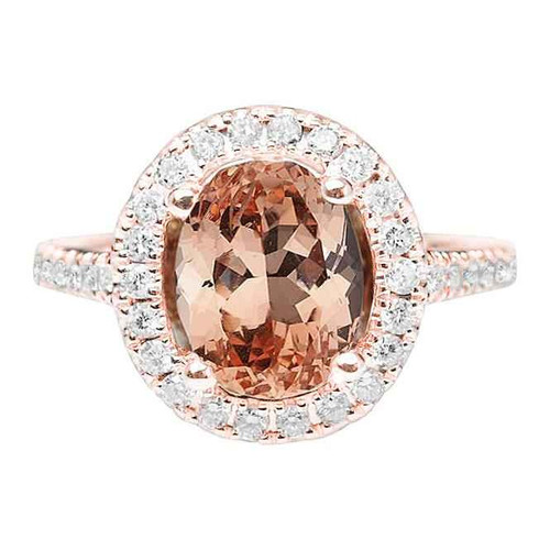 Florence: Exquisite Morganite & Diamond Cocktail Ring .25.50ct Oval Morganite