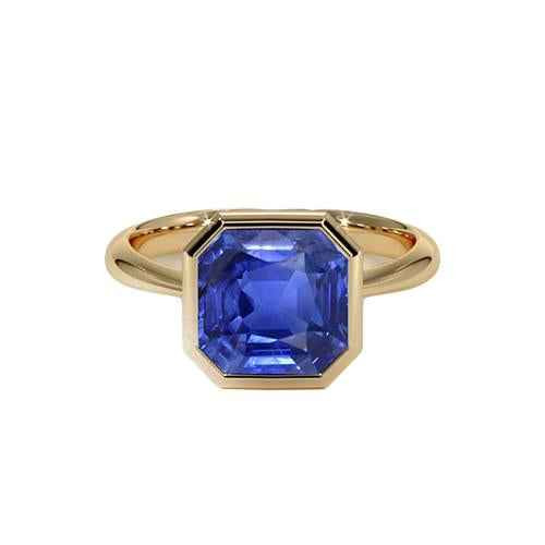 Isabella: Ceylon Sapphire Solitaire Ring .5ct Asscher Cut Sapphire