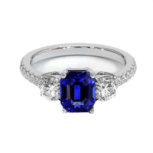 Isabella: 3 .Stone Sapphire & Diamond Ring