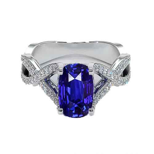 Isabella: Sapphire And Diamond Engagement Ring .8ct Oval Blue Sapphire