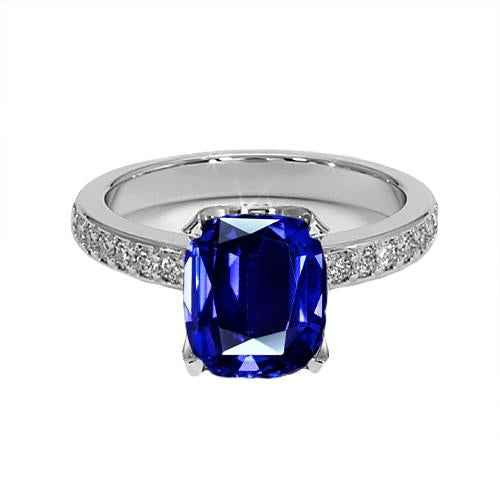 Isabella: Cushion .Cut Ceylon Sapphire & Diamond Ring