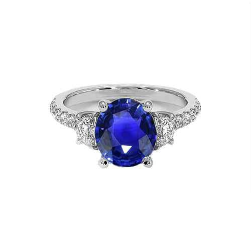 Diana: Sapphire & Diamond Gemstone Ring .9ct Oval Blue Sapphire