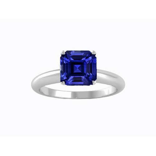 Vienna: Asscher .Cut Blue Sapphire Solitaire Ring