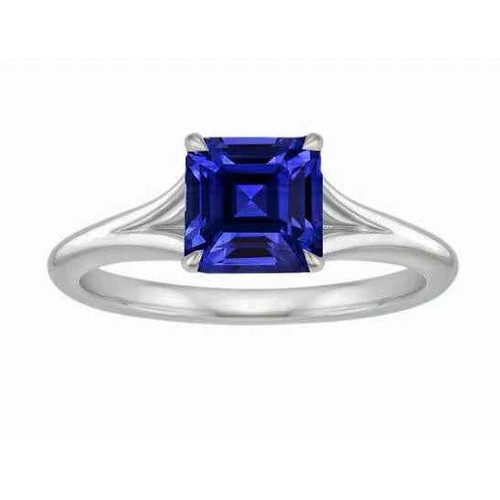 Vienna: Asscher Cut Blue Sapphire Solitaire Ring .1.50ct Natural Sapphire
