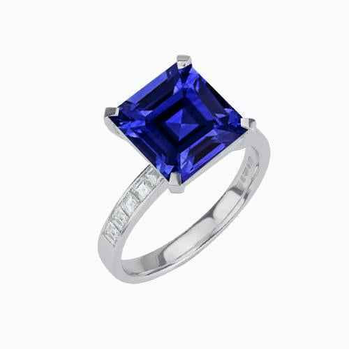 Isabella: Asscher .Cut Sapphire & Diamond Ring