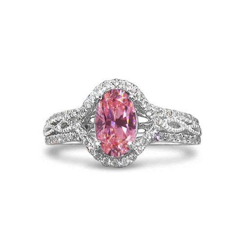 Madrid: Exquisite Anniversary Ring With Sapphire & Diamonds .3.50ct Oval Pink Sapphire