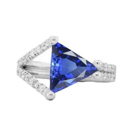 Vienna: Sapphire & Diamond Engagement Ring .3ct Trillion Sapphire