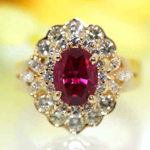 Florence: Exquisite Red Tourmaline & Diamond Ring .6.75ct Oval Tourmaline