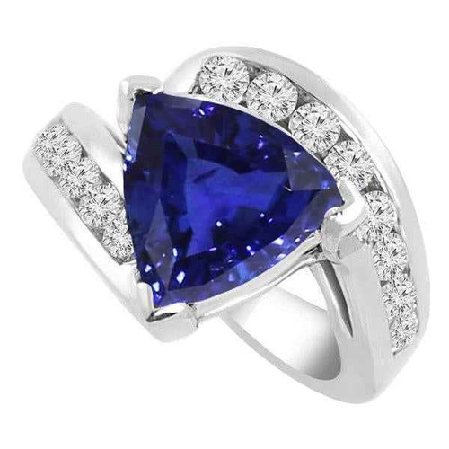 Madrid: Exquisite Women's Ring With Trillion Sapphire .4.00ct AAA Blue Sapphire