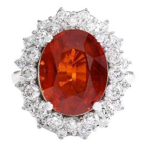 Vienna: Garnet & Diamond Engagement Ring .11.75ct Oval Garnet
