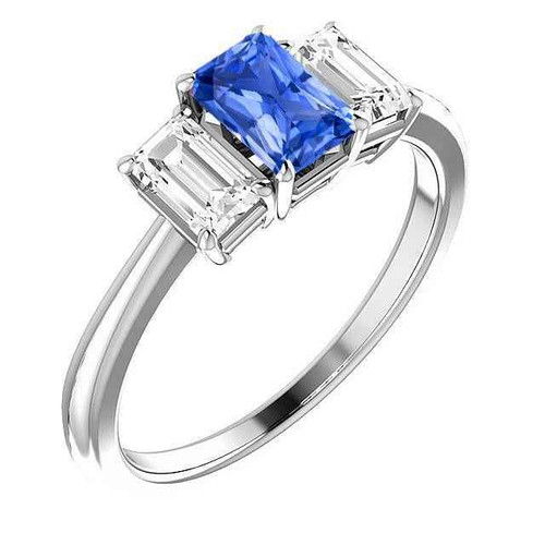 Isabella: Sapphire & Diamond Three .Stone Ring