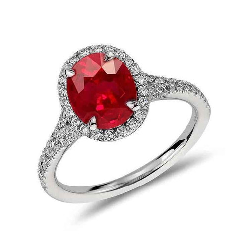 Vienna: Oval Ruby & Diamond Wedding Ring .3.30ct Natural Ruby