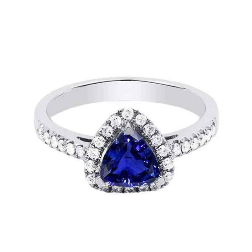 Wien: Halo Sapphire &amp; Diamond Ring .2.00 triljoona