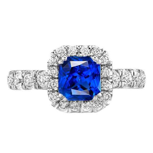 Diana: Exquisite Sapphire & Diamond Halo Ring .4ct Radiant