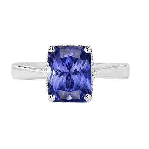 Diana: Regal Sapphire Solitaire Ring .2.00ct Radiant Cut Blue Sapphire