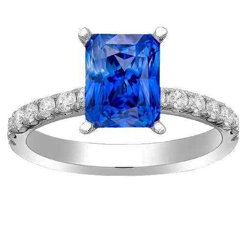Isabella: Sapphire And Diamond Ring .3.00ct Radiant Cut Ceylon Sapphire