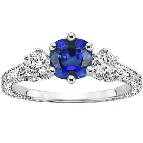 Isabella: Three .Stone Sapphire & Diamond Ring
