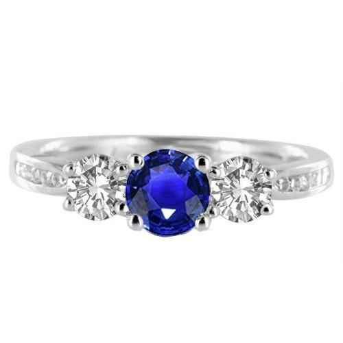 Florence: Exquisite Three .Stone Sapphire & Diamond Ring