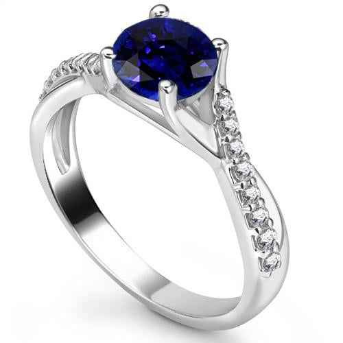 Isabella: Sapphire Solitaire Ring With Diamond Accents .2.50ct Natural Blue Sapphire
