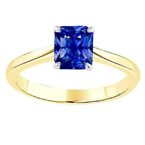 Isabella: Solitaire Blue Sapphire Ring .1.50ct Radiant Cut Sapphire