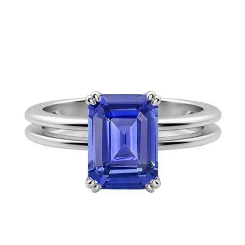 Isabella: Emerald .Cut Sapphire Solitaire Ring