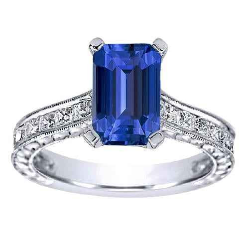 Isabella: Sapphire And Diamond Engagement Ring .3.50ct Emerald