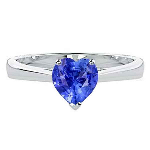 Madrid: Exquisite Solitaire Ring With Heart .Cut Sapphire