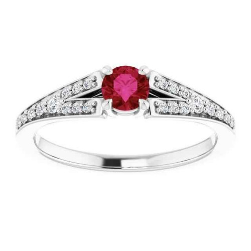luxury ruby and diamond ring, AAA quality ruby jewelry, VS1 diamond accents, F color diamond ring, 14K white gold gemstone ring, natural earth-mined ruby, fine ruby engagement ring, split shank ruby ring, high jewelry ruby design, prestigious gemstone ring, investment-grade ruby jewelry, collector’s ruby and diamond ring, bespoke gemstone ring, sophisticated ruby fine jewelry, exquisite ruby statement ring