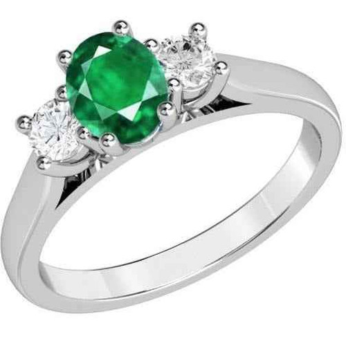 Vienna: Three .Stone Emerald & Diamond Ring