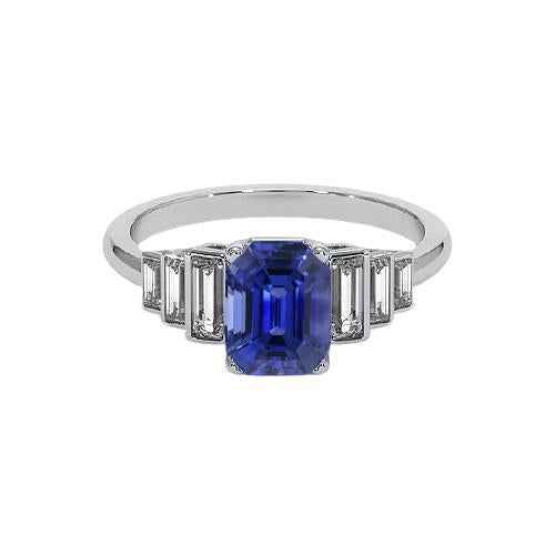 Victoria: Emerald .Cut Ceylon Sapphire Ring
