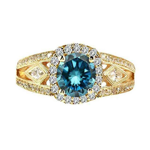 Vienna: Oval Blue Diamond Cocktail Ring .VS1 Clarity Natural Diamond