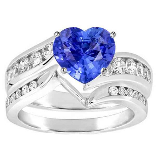 Isabella: Exquisite Heart .Cut Sapphire & Diamond Ring Set
