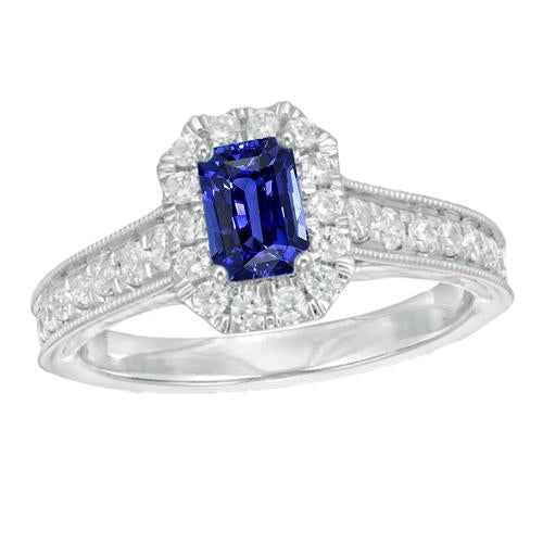 Isabella: Emerald .Cut Ceylon Sapphire Ring