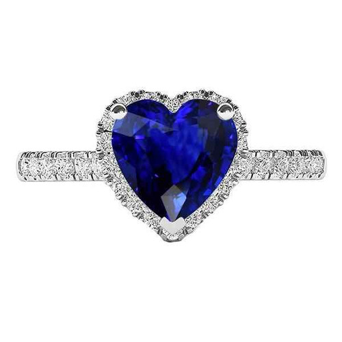 Florence: Enchanting Heart Sapphire & Diamond Halo Ring .3.50ct Blue Sapphire