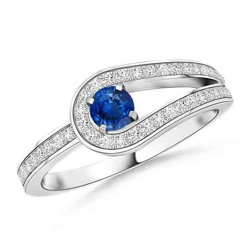 Vienna: Prong .Set Sapphire & Diamond Ring